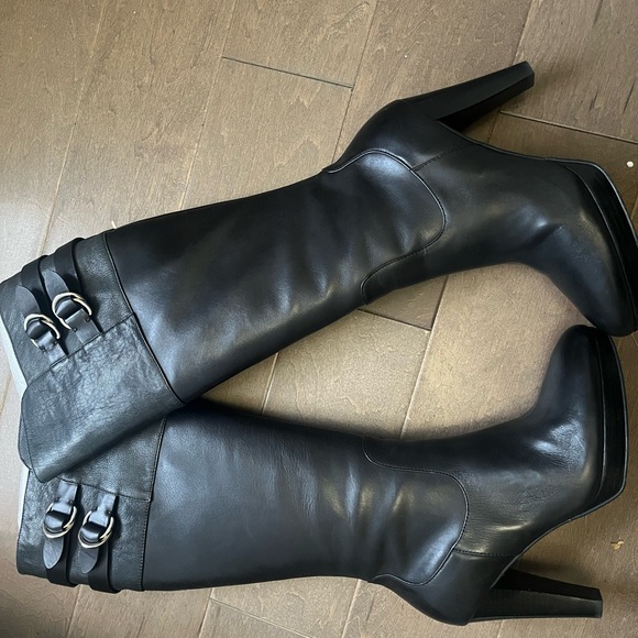 NWB Cole Haan Nike Air Technology Courtney Tall II Leather Boots Black Size 9.5 - Picture 8 of 11